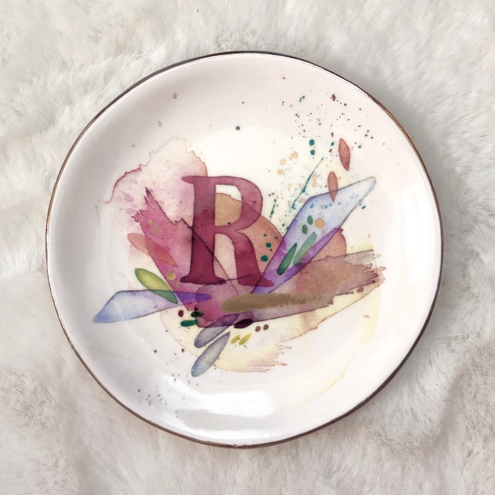 NWT Anthropologie Emily Jeffords Monogram Trinket Dish - O/S Letter R